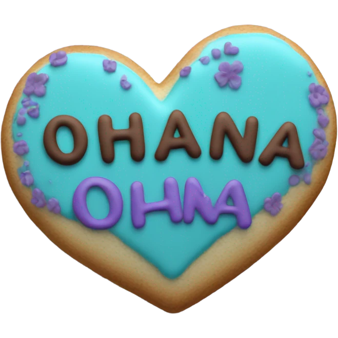 Teal purple Cookie heart with ohana emoji