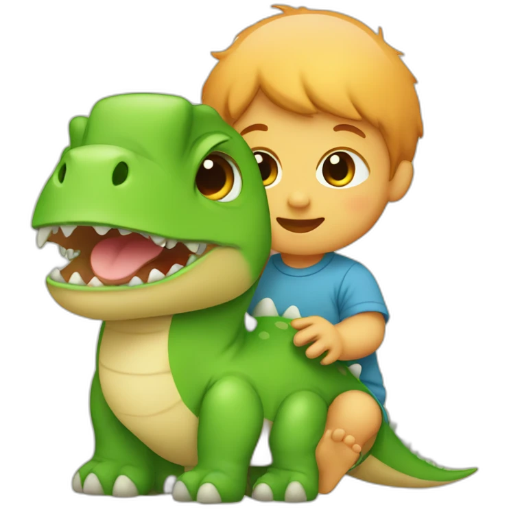 a baby and a dinosaur emoji