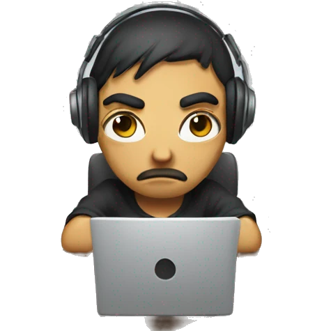 sad gamer on behind computer emoji