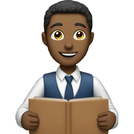 a man in school uniform collects a bunch of books and runs emoji