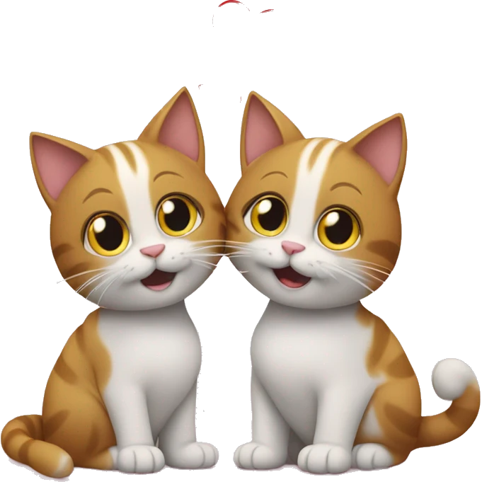 Two cats make a heart out of tails emoji