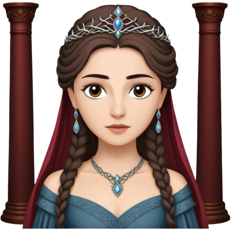 Hande Erçel as a lady from game of thrones from Starfall. Her eyes are gray. emoji