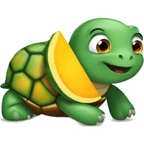 Turtle eating a mango emoji