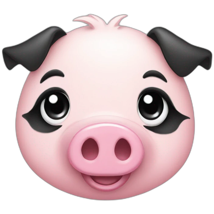 Pig nose with black wig emoji