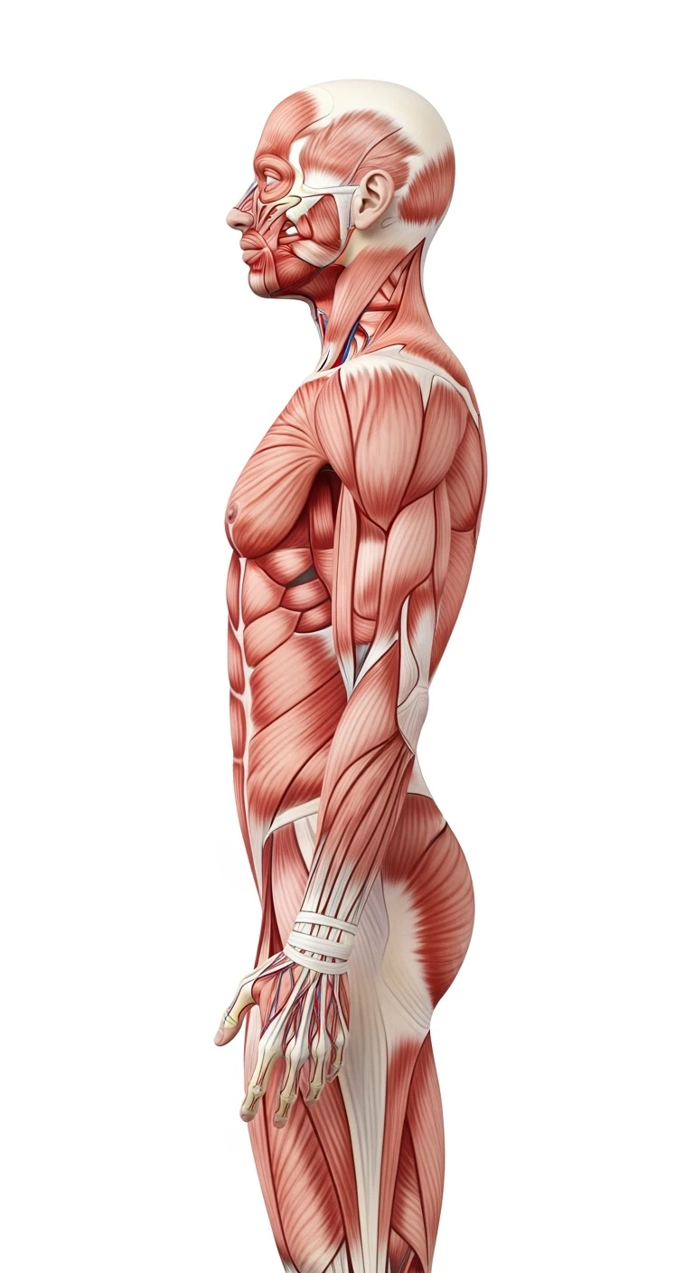 corpo umano anatomico di profilo realistico con schiena piatta, sfondo bianco, iperrealistico 4k emoji