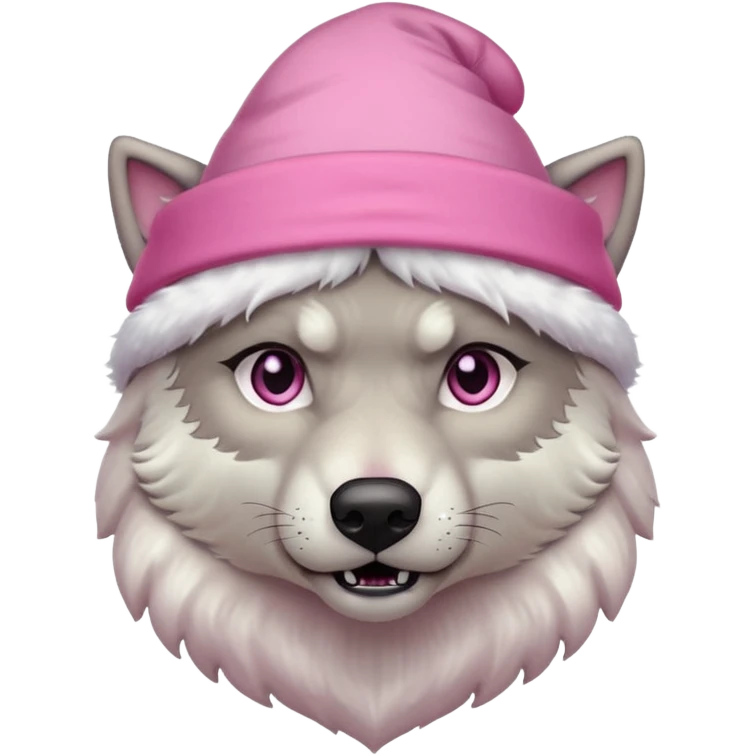 a dire wold with pink night cap emoji