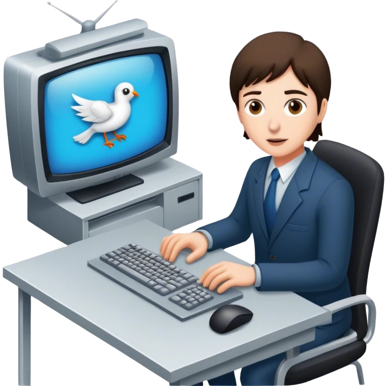 An office worker works at a computer in the TV series "Severance", from a bird's-eye view. emoji
