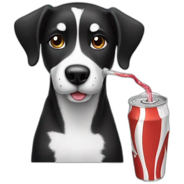 Black and white dog drinking soda emoji