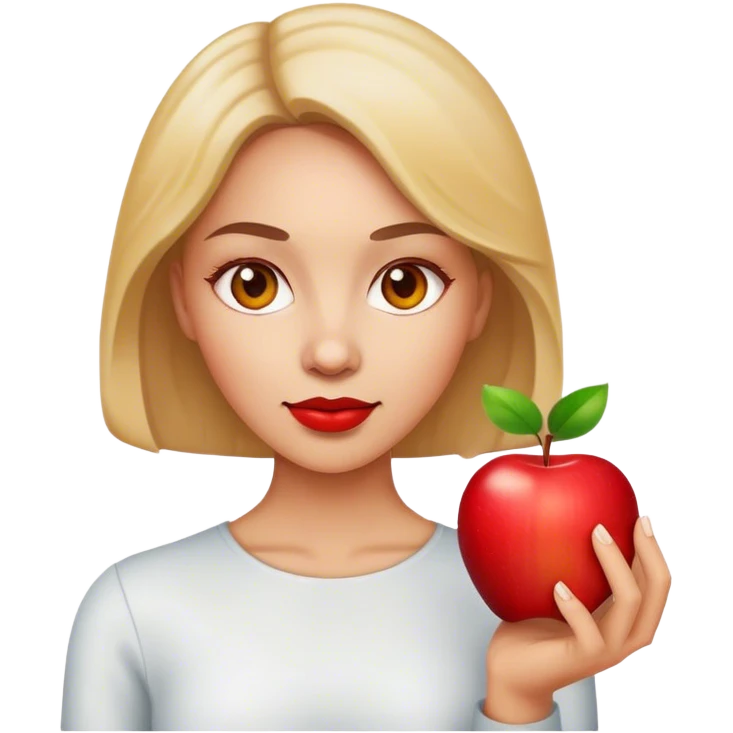 Lady holding an apple  emoji