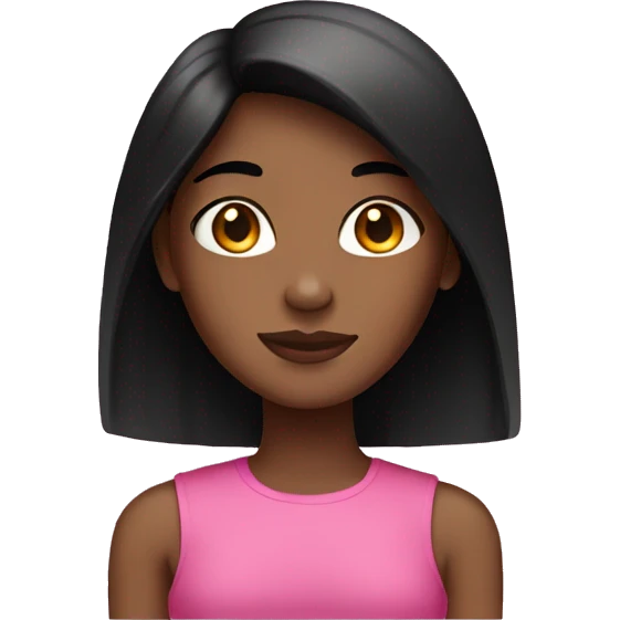 Brown skin girl with straight black hair in pink emoji