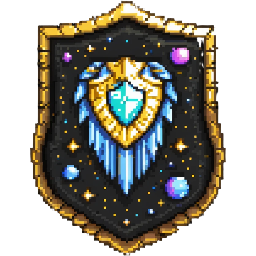 Premium member shield with rare cosmic galaxy pattern and golden border emoji