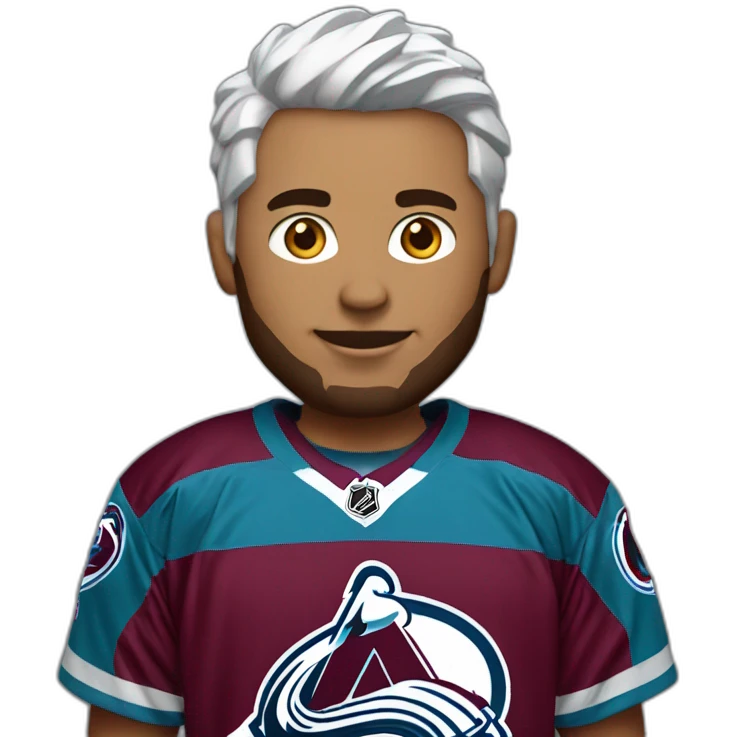 white video gamer with Colorado avalanche jersey emoji