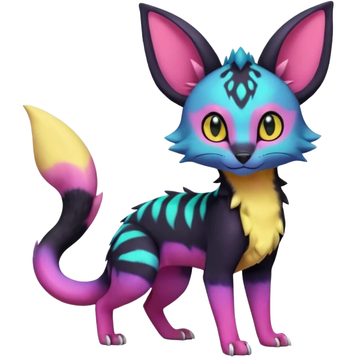 Neon pastel Salandit-Umbreon-Genet-Noivern-Noibat-Serval-Hybrid (Full body) emoji
