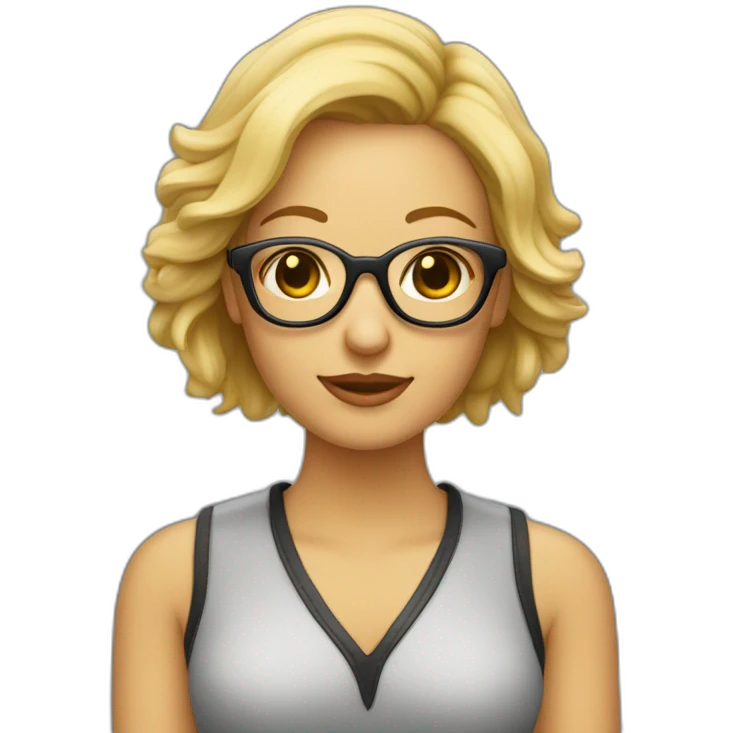 Mujer pelo muy corto rubia con gafas emoji