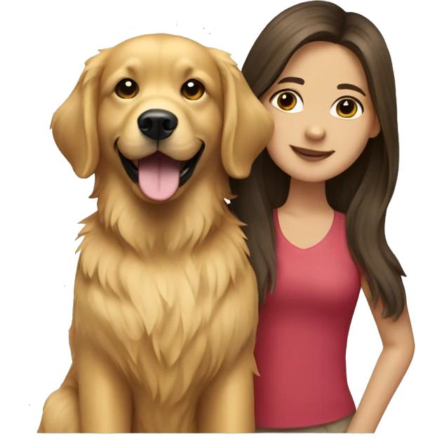 golden retriever with brunette girl  emoji