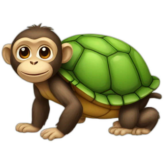 Monkey on turtle emoji