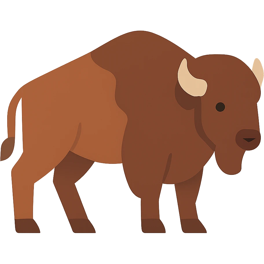 Flat design style bison emoji