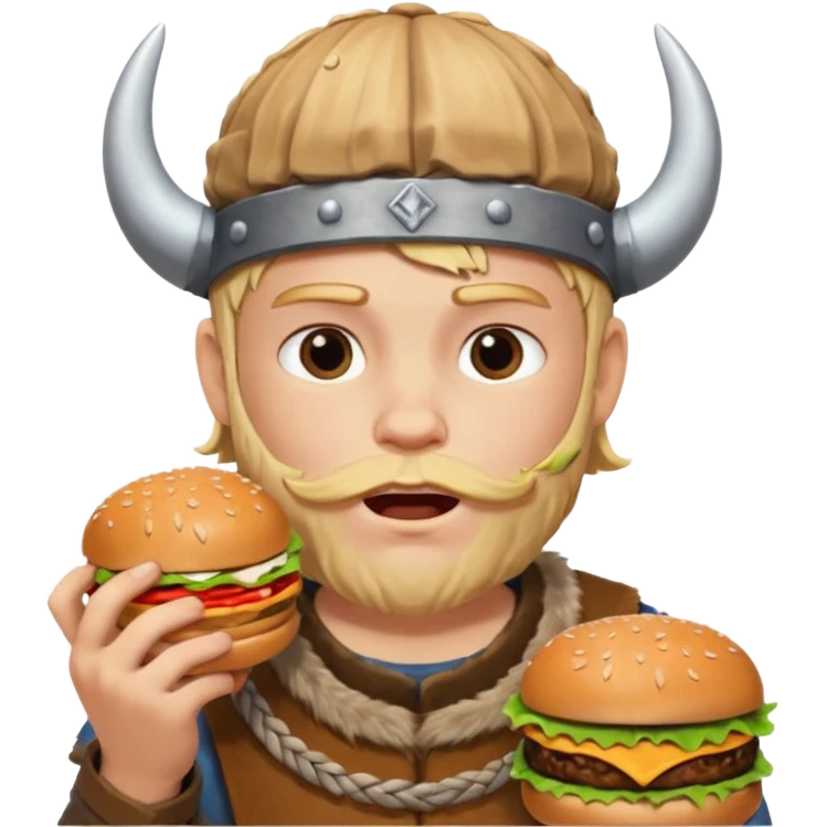 boy viking eating burger emoji