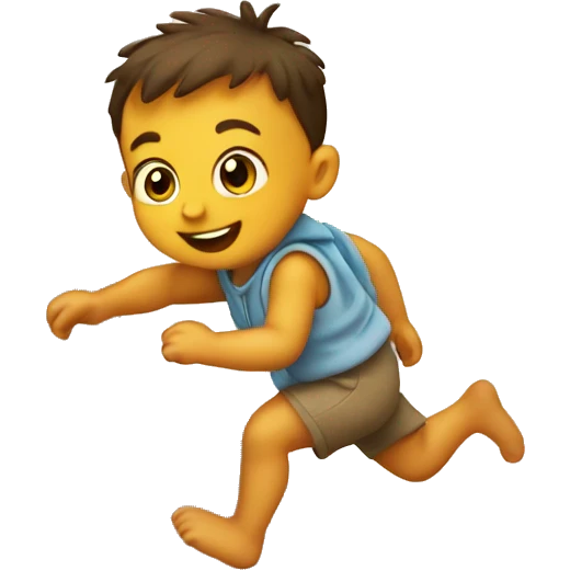 baby running up the book stairs emoji
