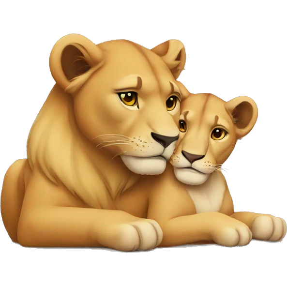 lioness and lion cuddling emoji