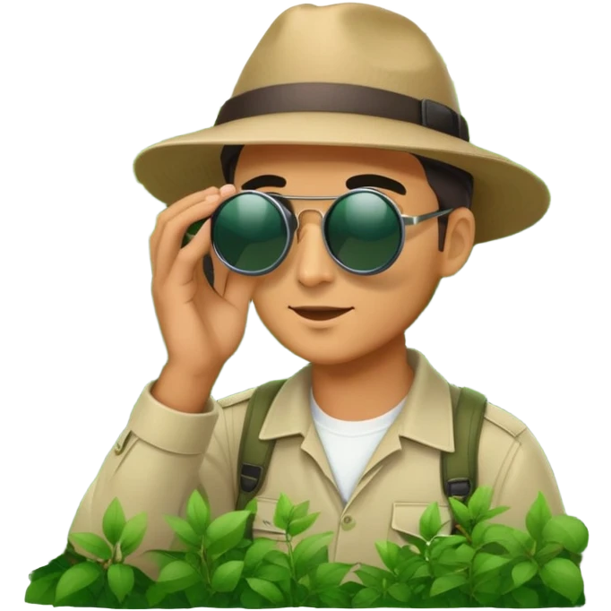 Man in bush with binoculars  emoji
