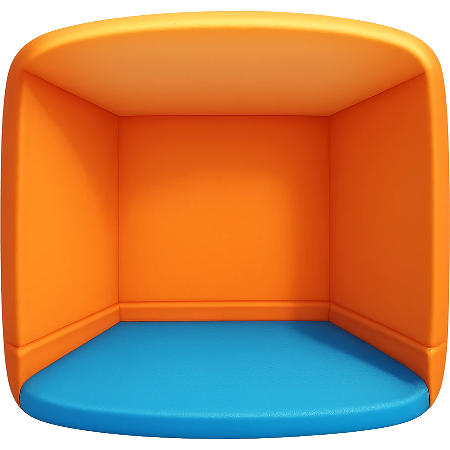 create an empty 3d cartoony room in a rounded square shape on a transparent bg emoji