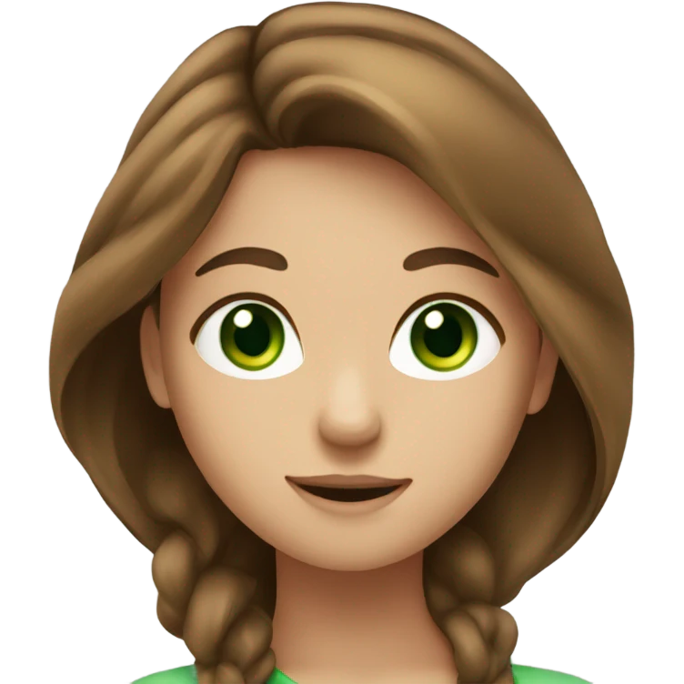 girl with long brown hair with green eyes emoji