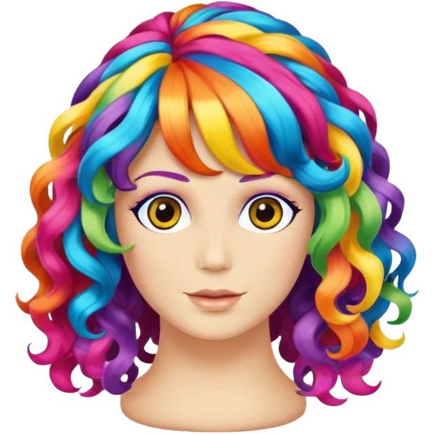 curly colorful party wig emoji