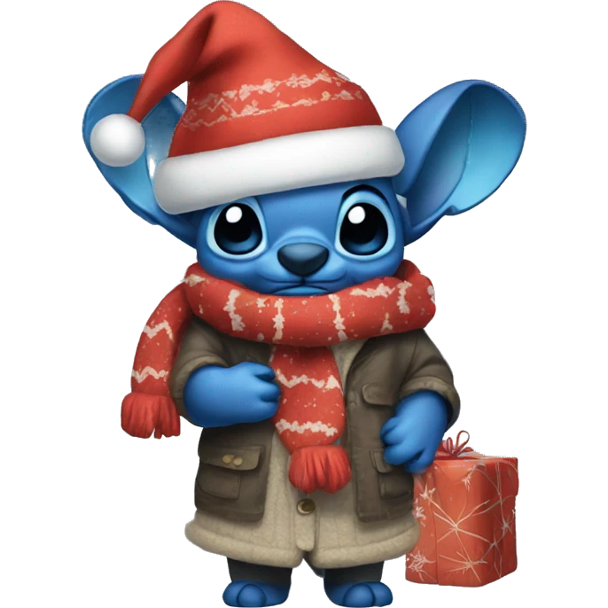 Stitch with christmas clothe emoji