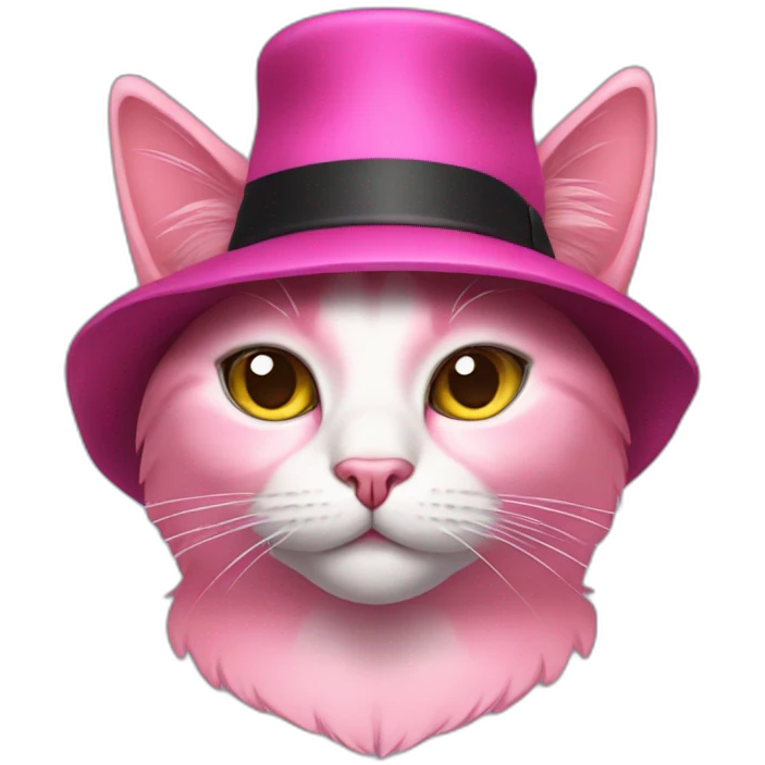 Pink cat with mafia hat emoji