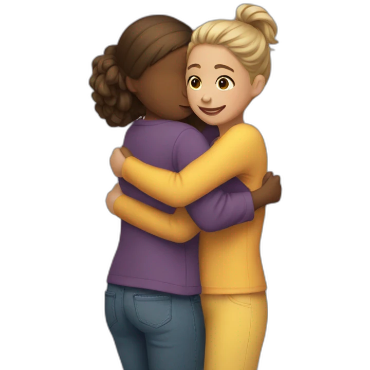 two girls hugging emoji