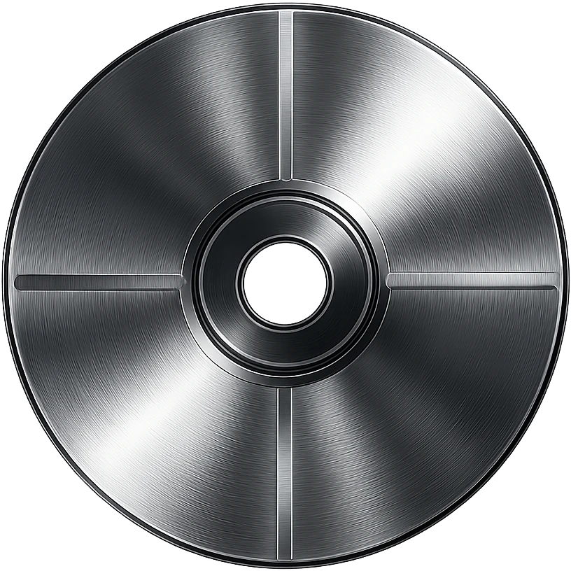 A minimalist CD disc with geometric pattern, glowing effect, blue color emoji