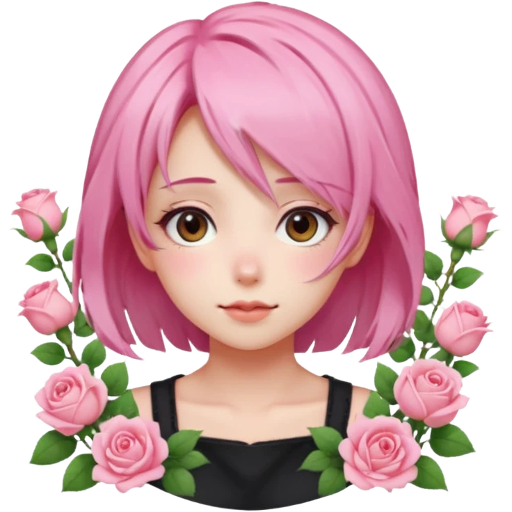 Gorgeous pastel pink anime lady roses with blushy cheeks emoji