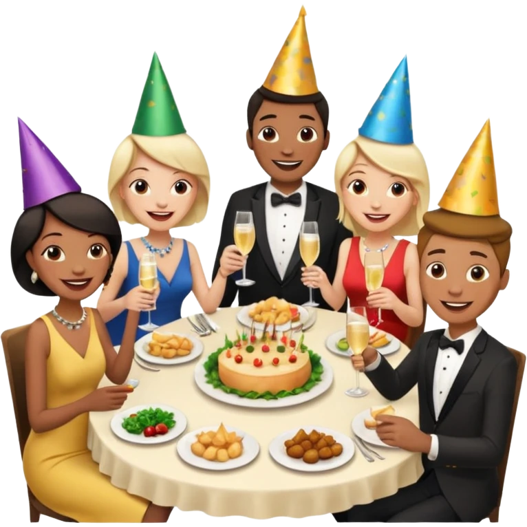 group of people talking at dinner table emoji