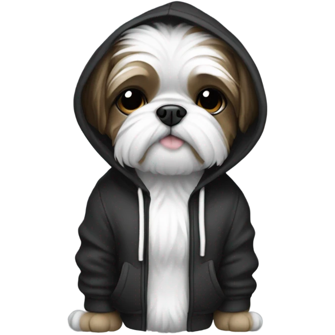 Black and white shitzu wearing hoodie emoji
