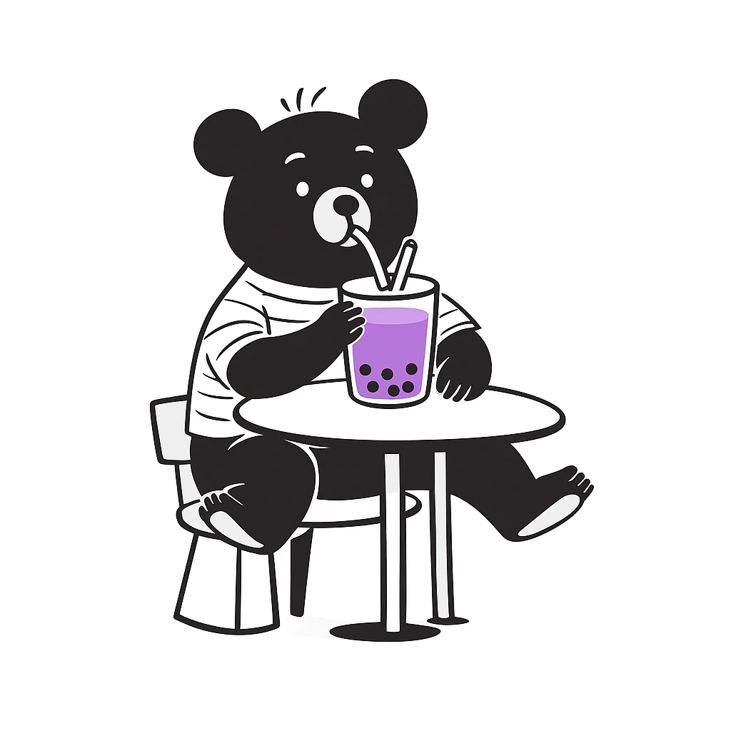 Change the boba tea to a taro flavor with purple color, keep the bear and style the same. emoji