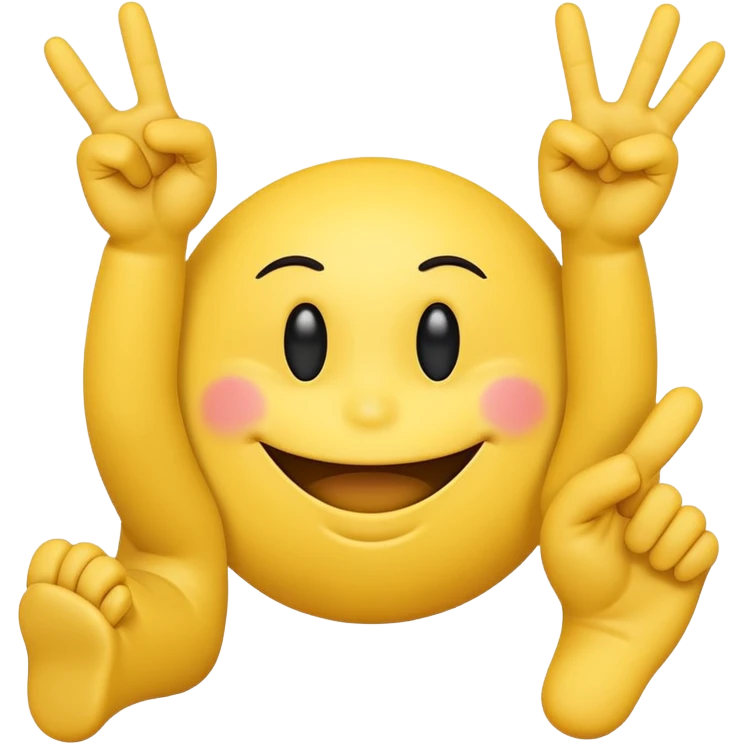 Smiley face with a attitude face and flipping his middle fingers of both hands and both feets emoji