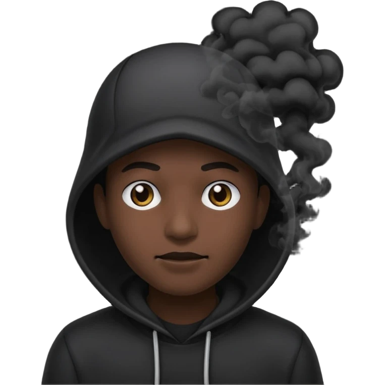A pitch black head covered in black smoke  emoji