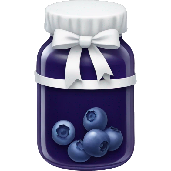 Jar of blueberry jelly with a white bow on it  emoji