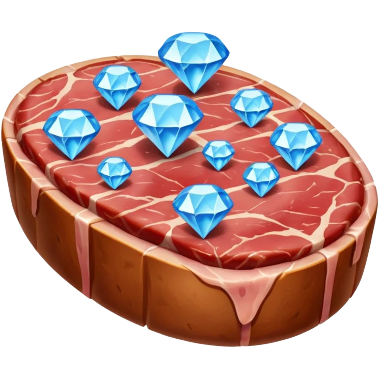 Meat with diamond textur and blue color emoji