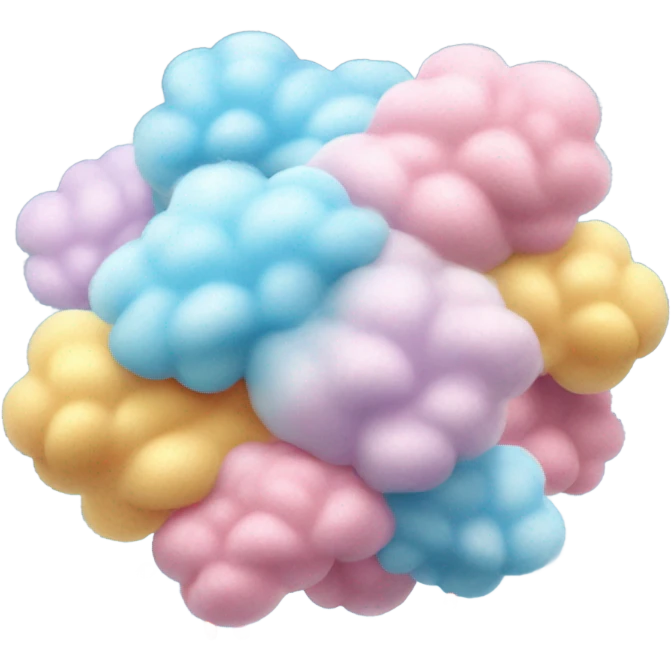 Cotton candy realistic cloud raining candy  emoji