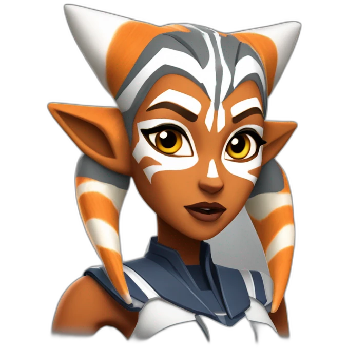 Sexy Ahsoka Tano (superhero pose) (horny) (portrait, front facing, Apple iOS 17 style) (small horns) emoji