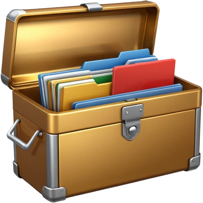 3D Brown golden toolbox filled with files emoji