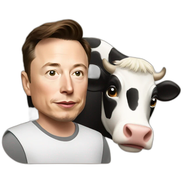 elon musk with a cow emoji