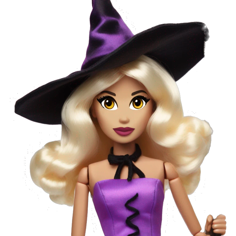 photogenic silkstone Barbie witches enchanted TV series floating gently on broomsticks emoji