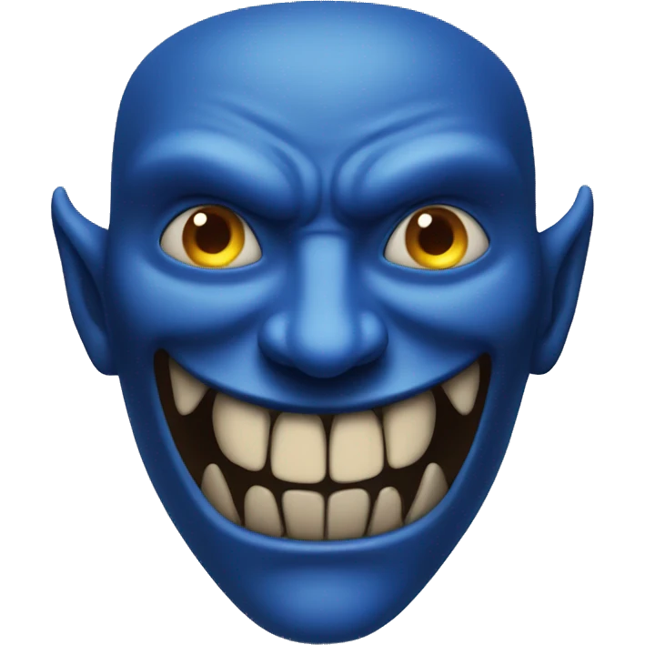 blue demon with a creepy smile emoji