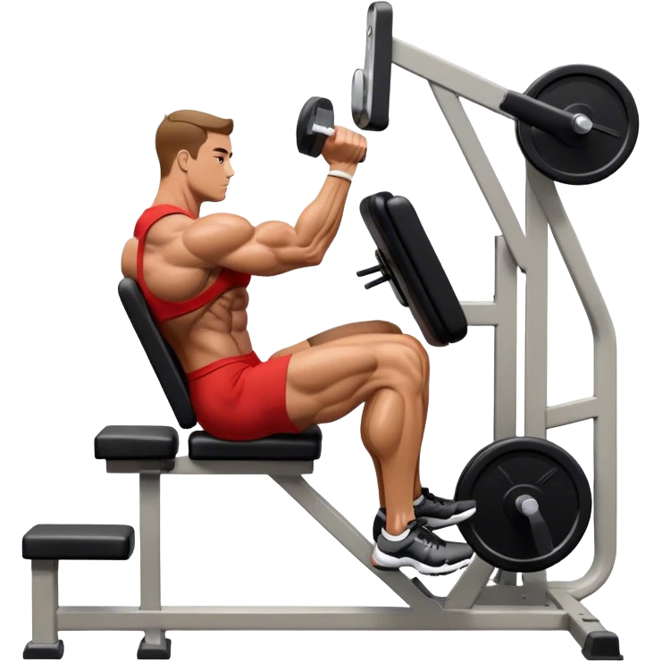 side-view bodybuilder seated weighted calf-raise machine lower leg exercise emoji
