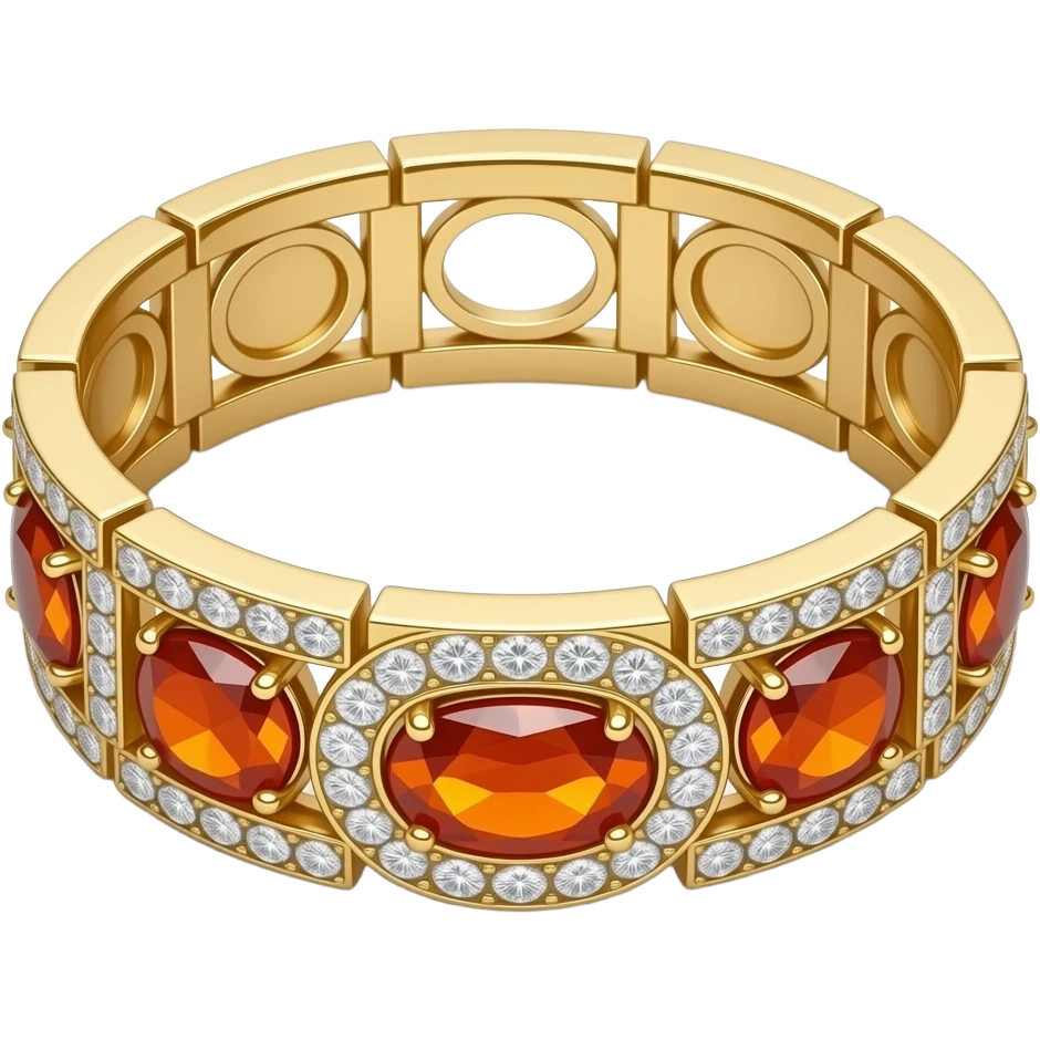 Van Cleef, luxury sparkling ultra realistic highly detailed fire opal gemstones and 3k diamonds, 24k bracelet emoji