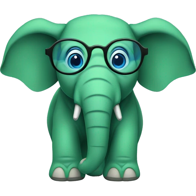 A green elephant with cientist blue glasses  emoji