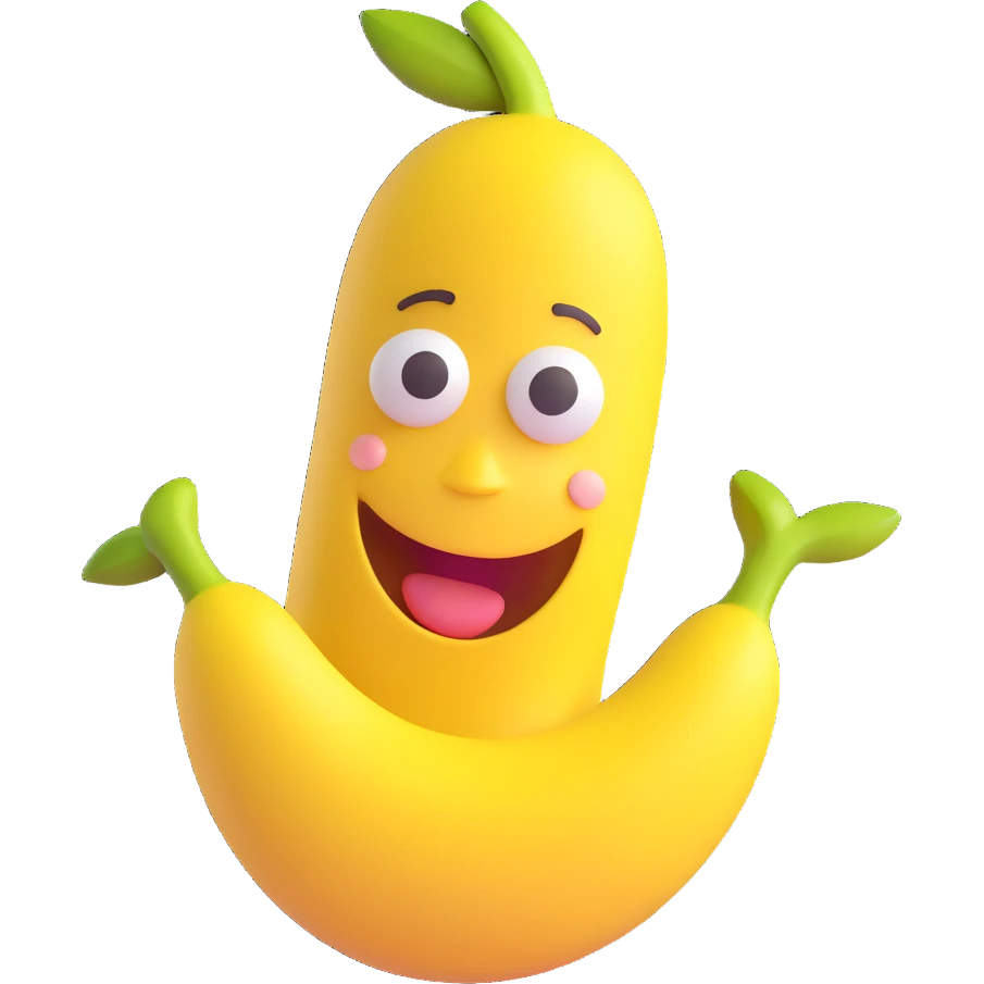 banana with a joyful face emoji